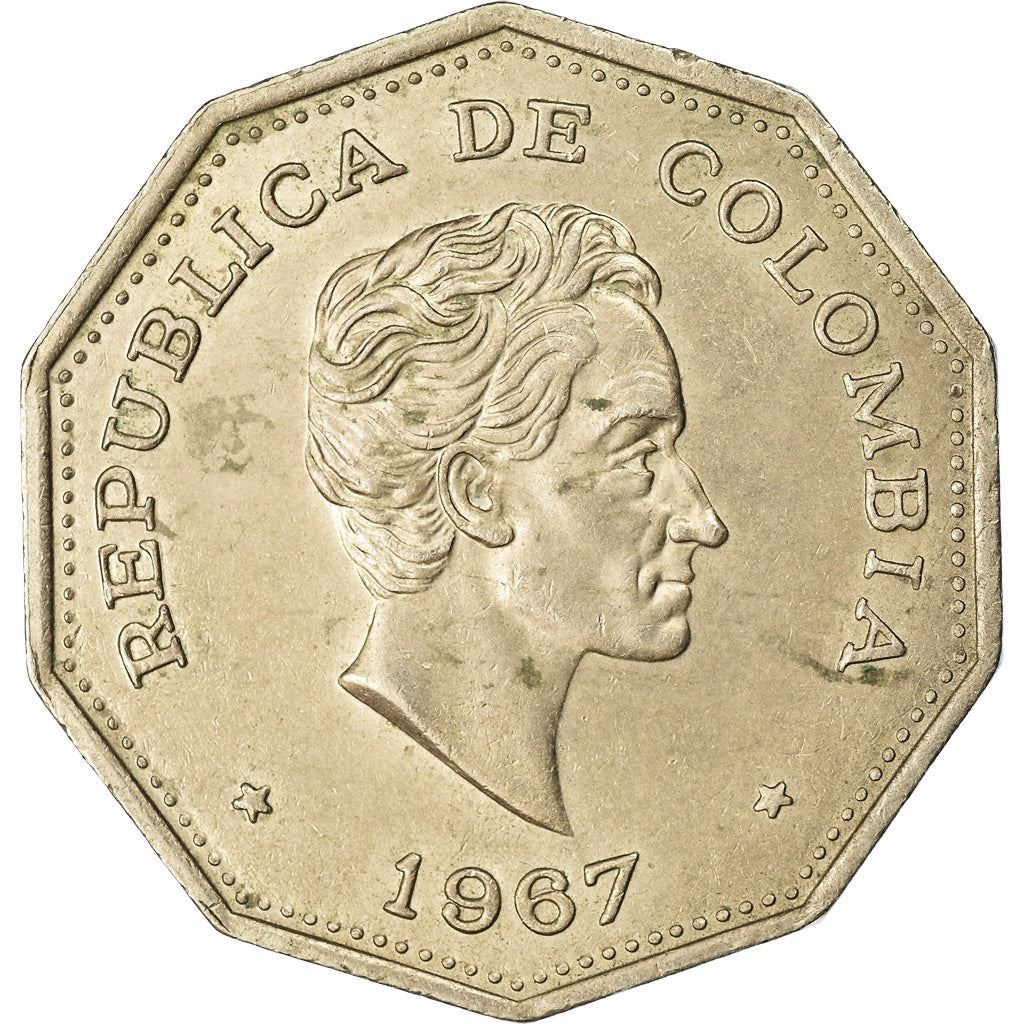 Colombia | 1 Peso Coin | Simon Bolivar | Km:229 | 1967