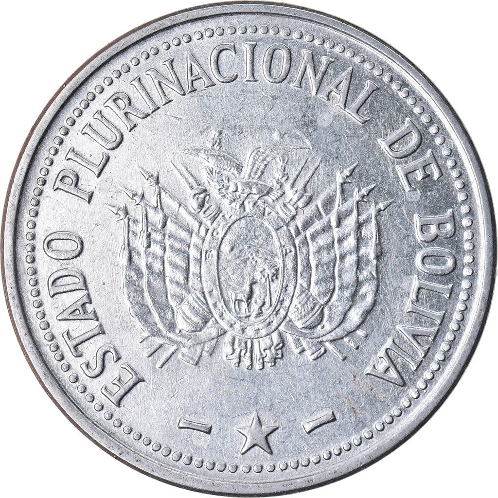 Bolivia | 50 Centavos | Stainless steel | Coat of Arms | KM:216 | 2010-2025