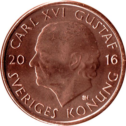 Sweden | 2 Kronor Coin | King Carl XVI Gustaf | Three Crowns | Whirlwind | Km:929 | 2016 - 2020