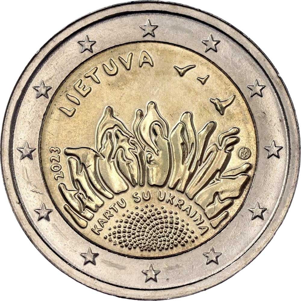 Lituânia | Moeda de 2 euros | Juntos com a Ucrânia | KM:282 | 2023