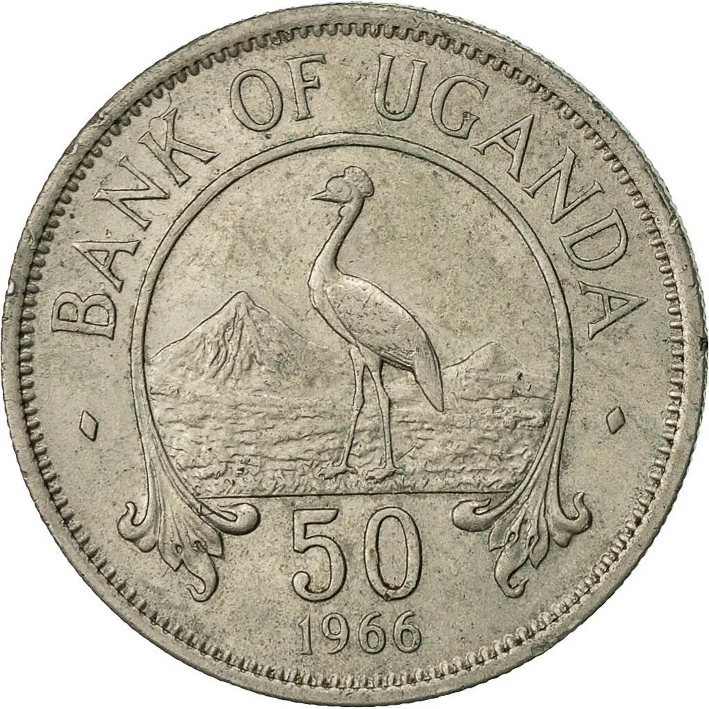 Uganda | 50 Cents Coin | Grey Crowned Crane | KM4a | 1976