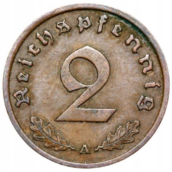 German Third Reich 2 Reichspfennig Coin | KM90 | 1936 - 1940