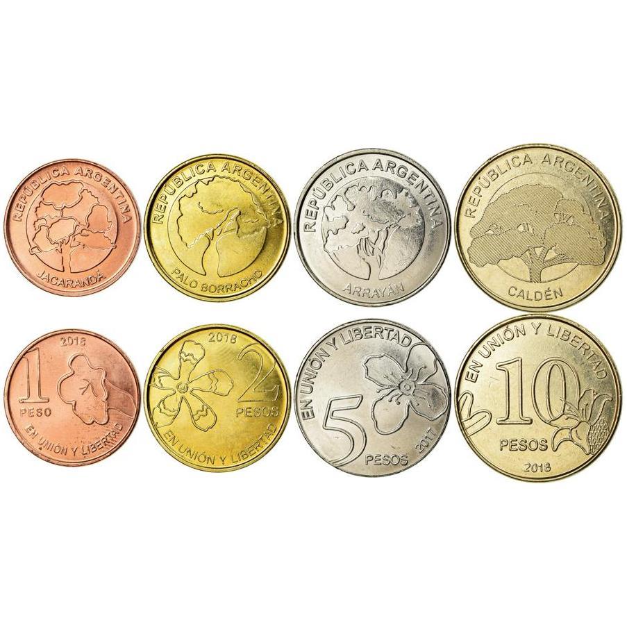 Argentina | 4 Coin Set | 1 Peso 2 5 10 Pesos | 2017 - 2020