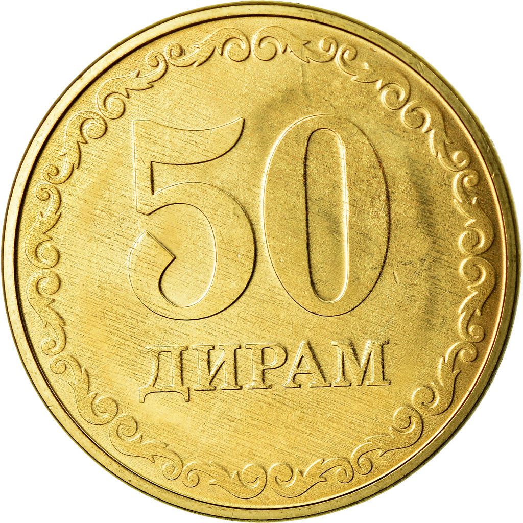Tajikistan | 50 Diram Coin | Sunrise | Wheat | Cotton | Km:55 | 2019 - 2023