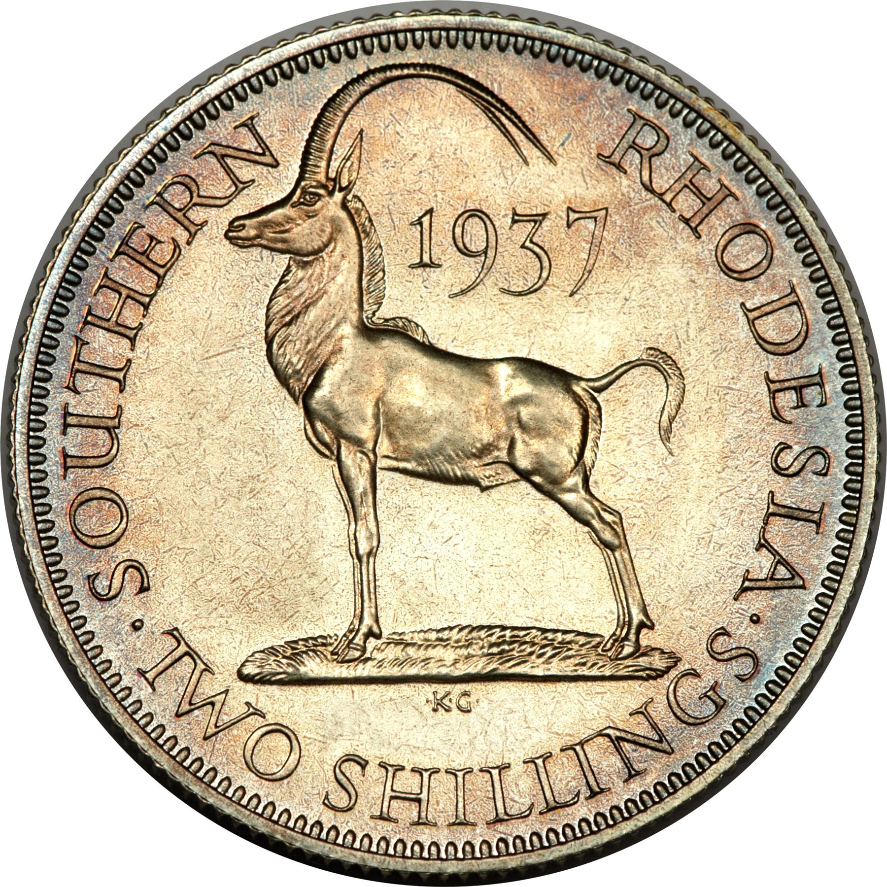 Southern Rhodesia | 2 Shillings Coin | George VI | Antelope | KM:12 | 1937