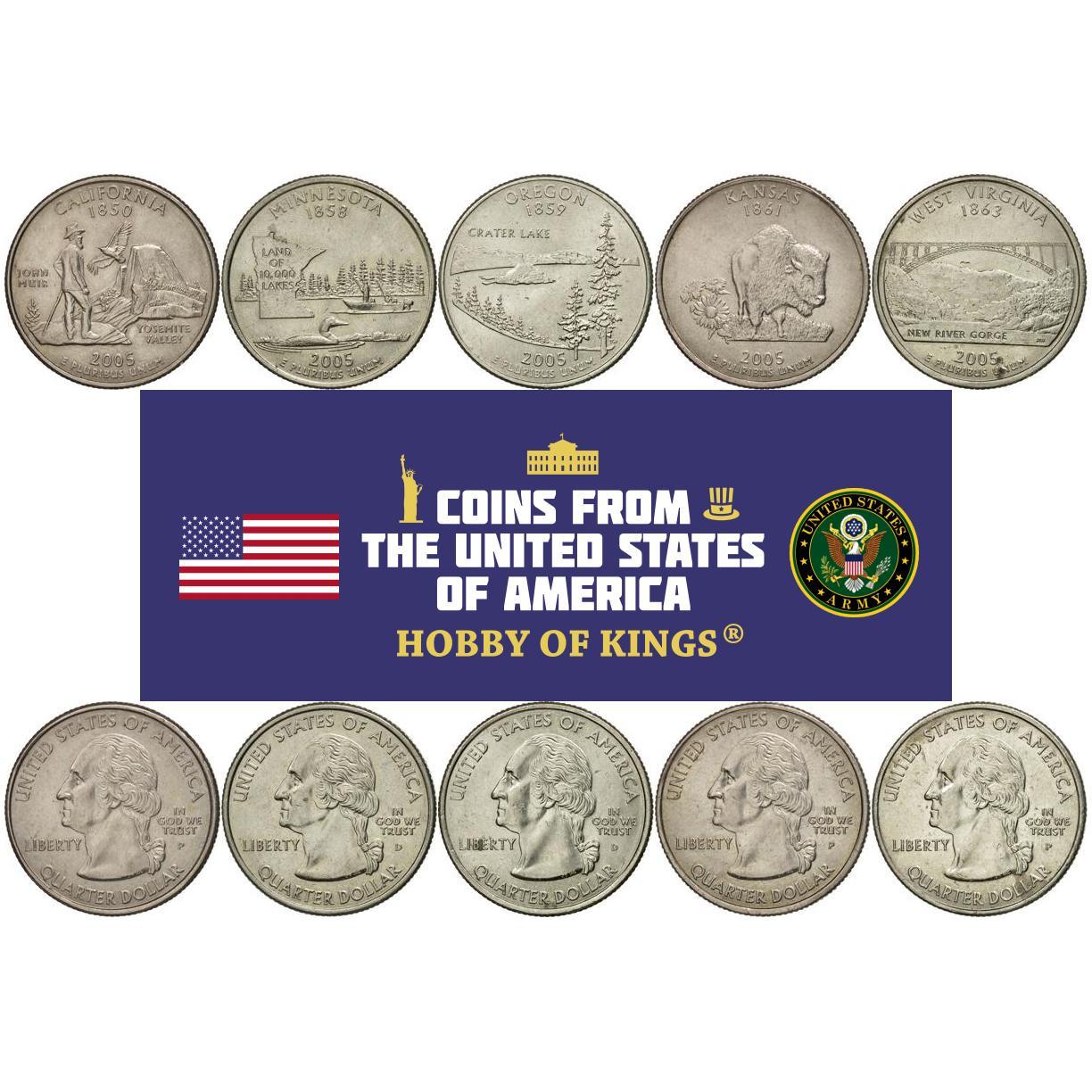 United States | 5 Coin Set | 1/4 Dollar | 2005