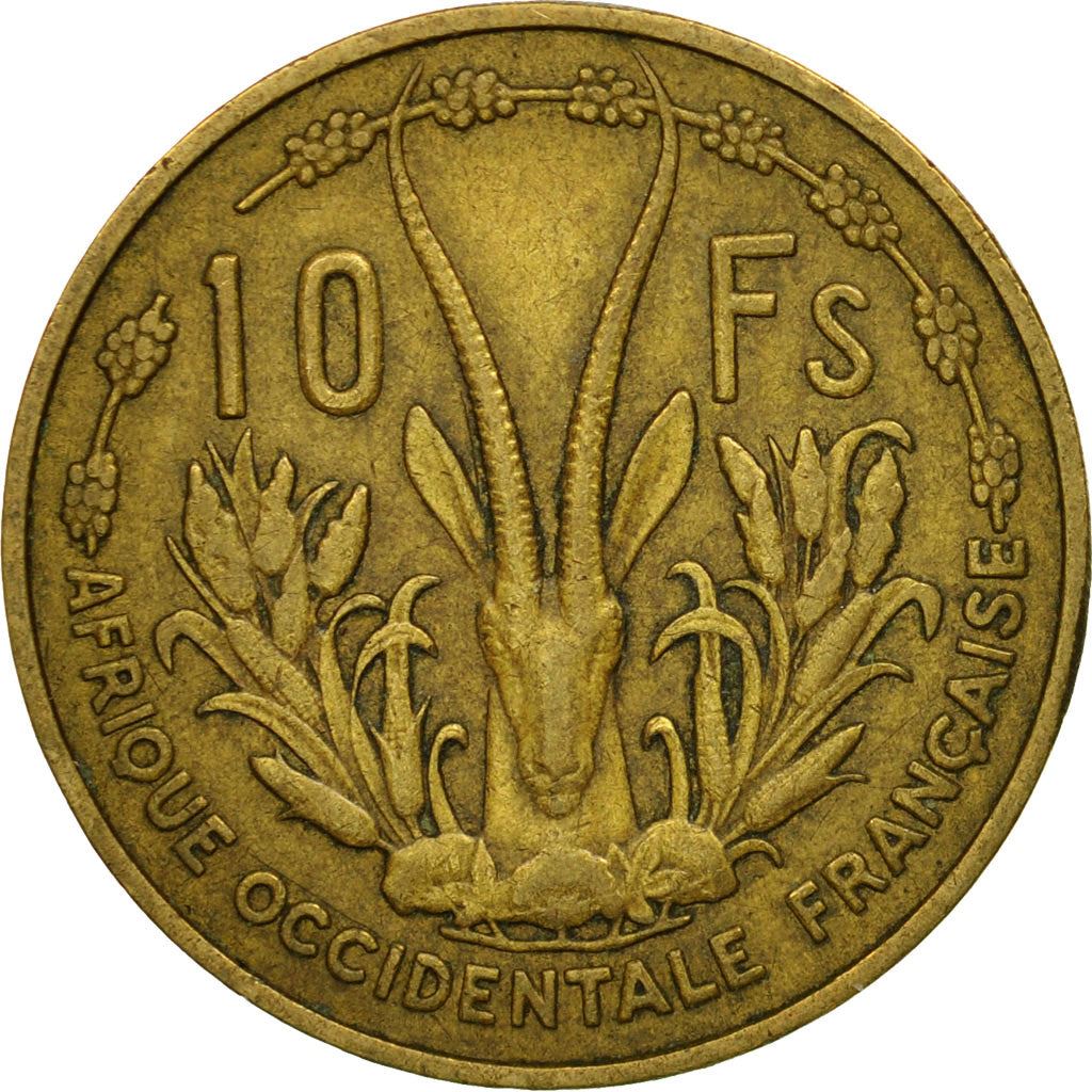 French West Africa | 10 Francs Coin | Marianne | Gazelle | Maize | Km:6 | 1956