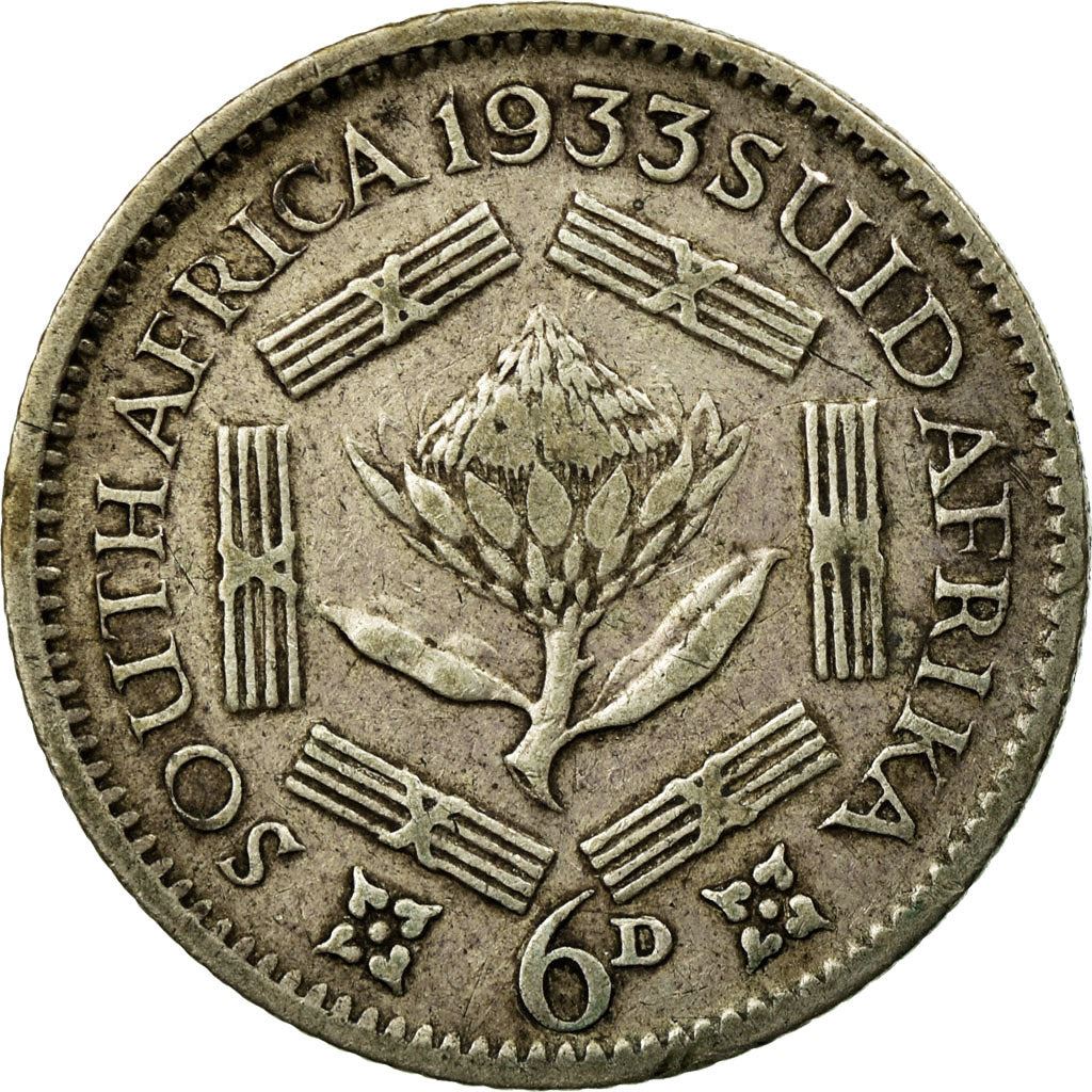 South Africa | 6 Pence Coin | George V | Flowers | Protea | Km:16.2 | 1931 - 1936