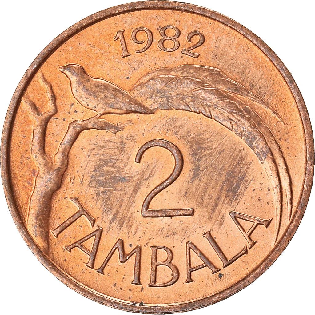 Malawi 2 Tambala Mynt | Hastings Banda | Paradise Whydah Fågel | KM8 | 1971 - 1982