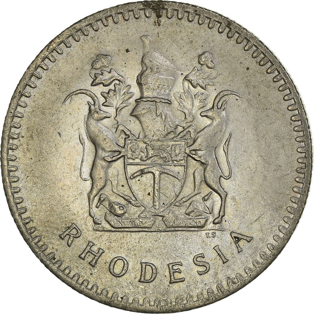 Rhodesia | 20 Cents Coin | Antelopes | Zimbabwe Bird | Km:15 | 1975 - 1977