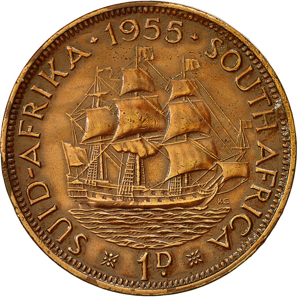 South Africa 1 Penny Coin | Elizabeth II 1st portrait | KM46 | 1953 - 1960