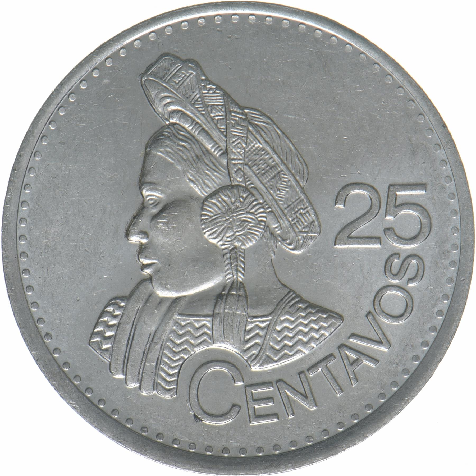 Gvatemala | 25 centų moneta | Vietinis portretas | KM:294 | 2012 - 2023