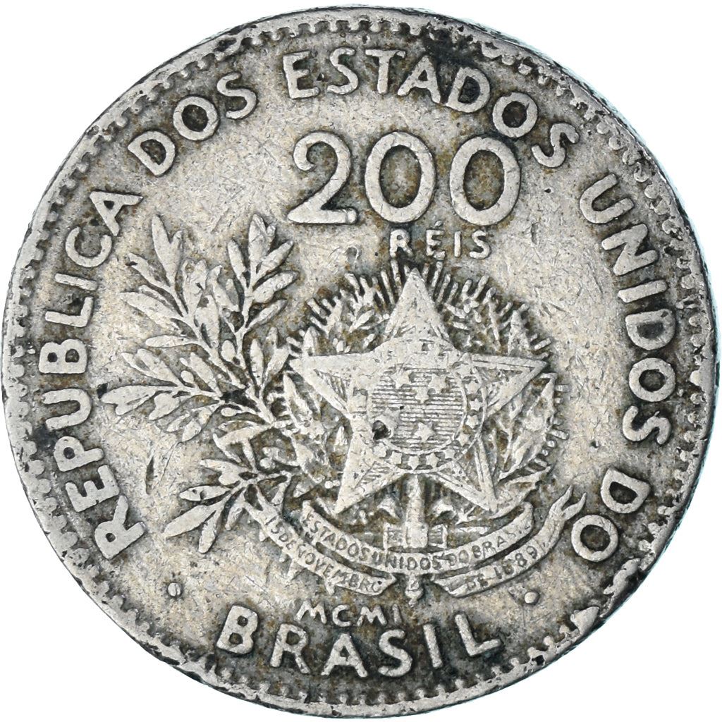 Brazil | 200 Reis Coin | Liberty | Km:504 | 1901