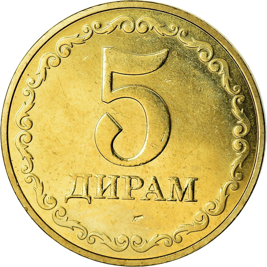 Tajikistan | 5 Diram Coin | Sunrise | Wheat | Cotton | Km:52 | 2019