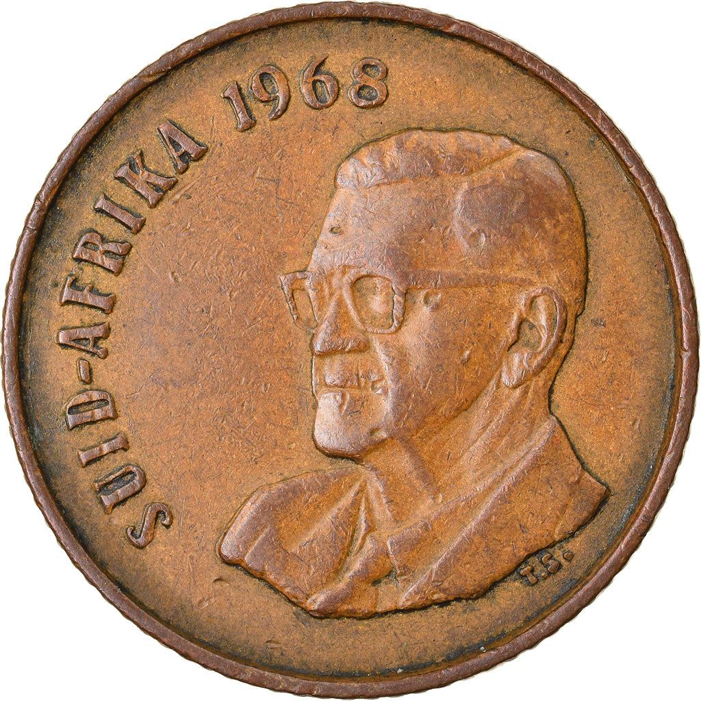 South Africa 2 Cents Coin | Afrikaans Legend - SUID-AFRIKA | KM75.2 | 1968