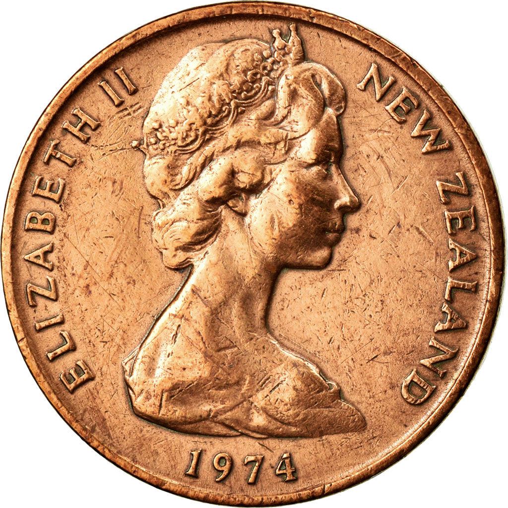 New Zealander 2 Cents Coin | Queen Elizabeth II | Kowhai Flowers | KM32 | 1967 - 1985