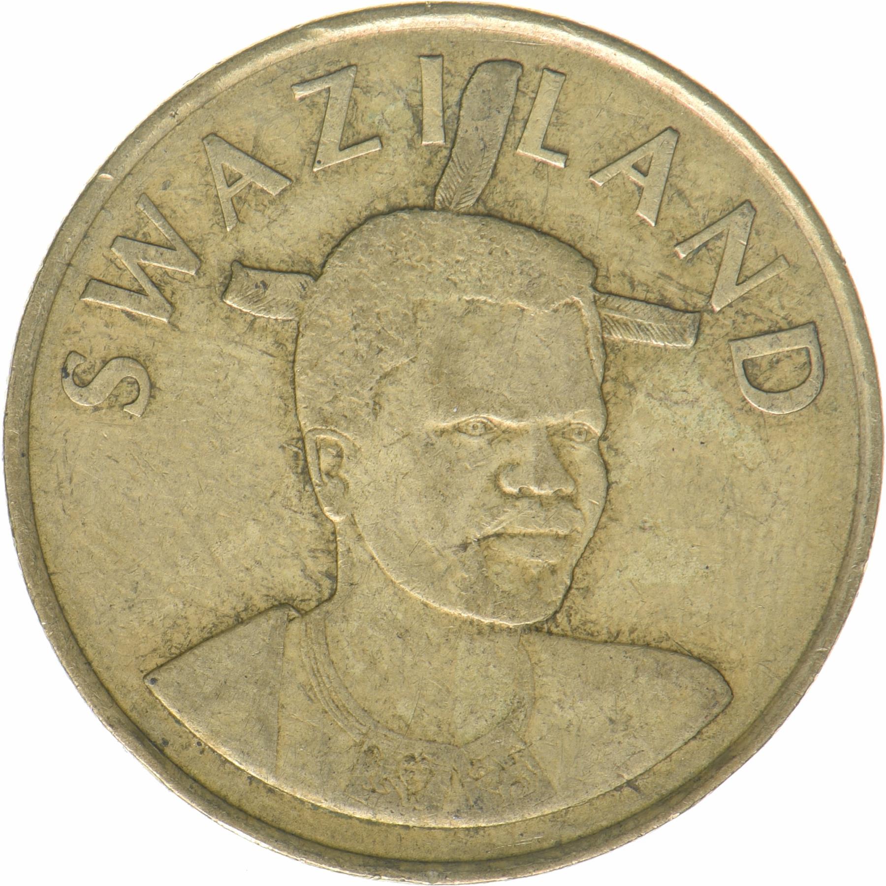 Kingdom of Swaziland | 5 Emalangeni Coin | King Mswati III | Lion | Elephant | KM:68 | 2015