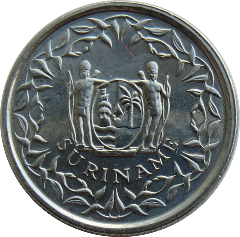 Suriname | 10 Cents Coin | Wreath | Natives | Km:13A | 1987 - 2021