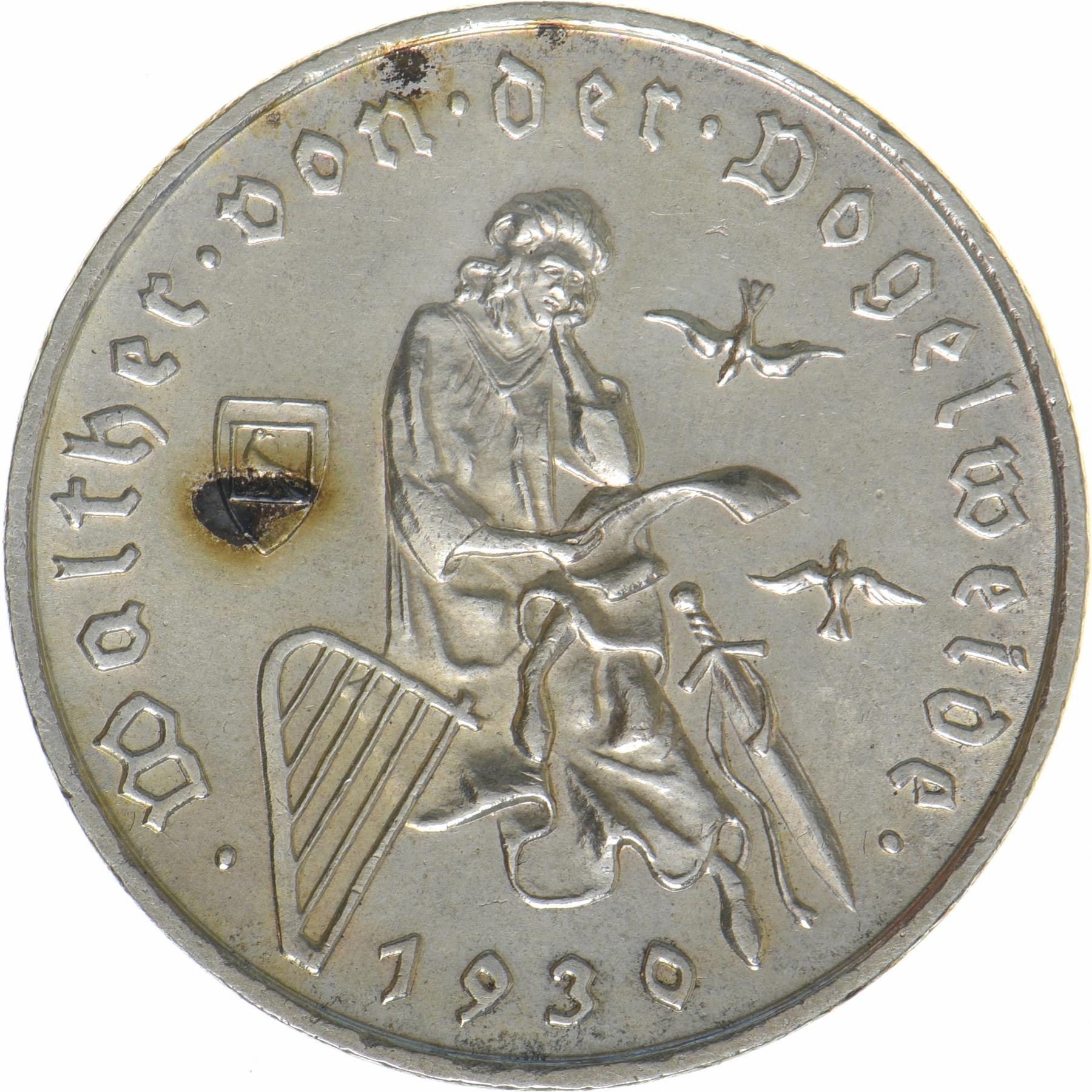 Germany | 3 Reichsmark Coin | Von Der Vogelweide | KM:69 | 1930