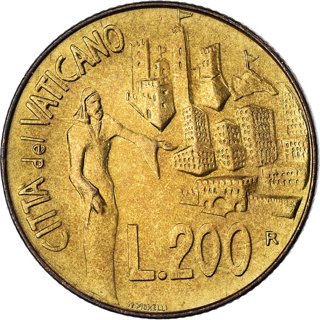 Vatican City | 200 Lire Coin | John Paul II | Km:232 | 1991