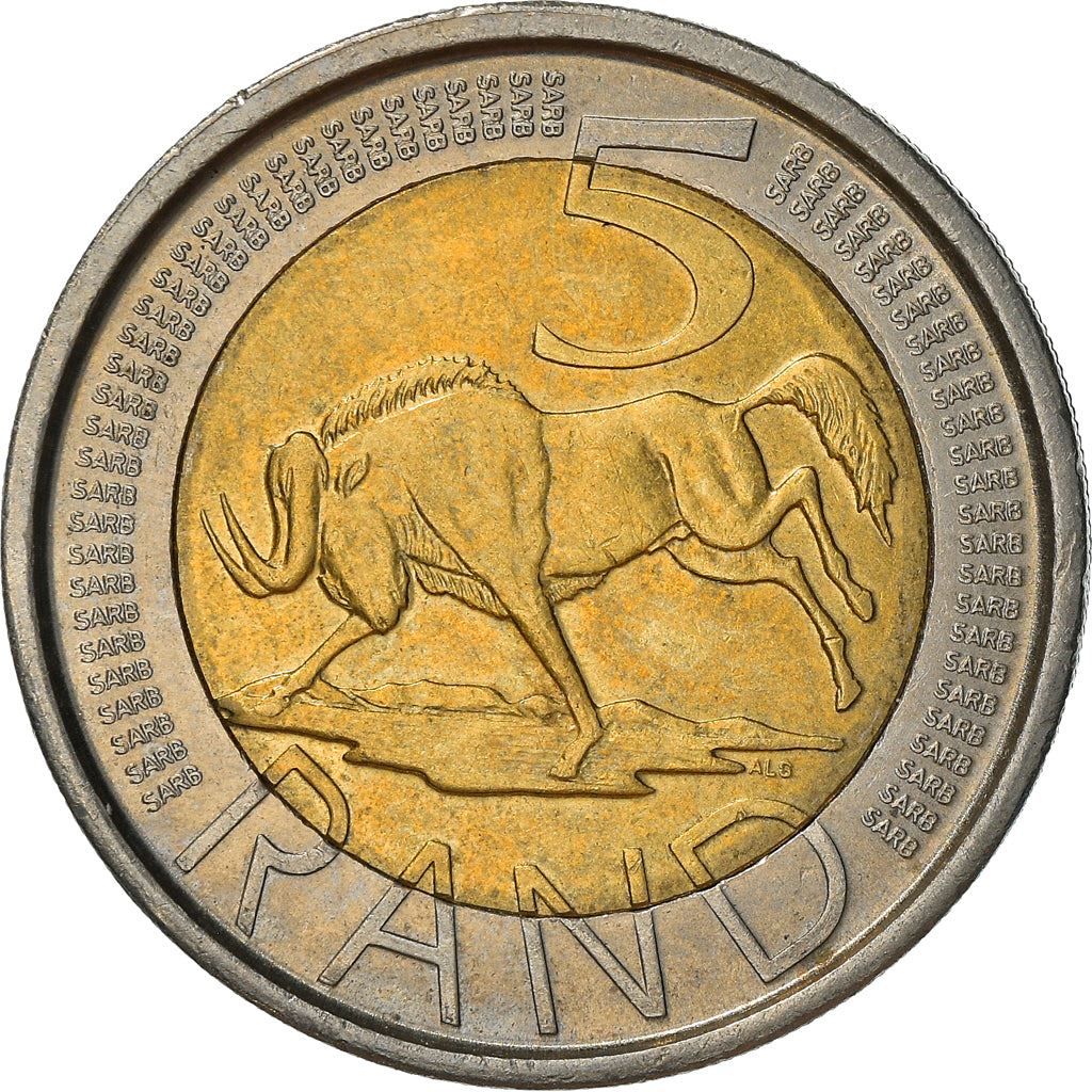 South Africa | 5 Rand Coin | Animals | Wildebeest | Gnu | Km:297 | 2005