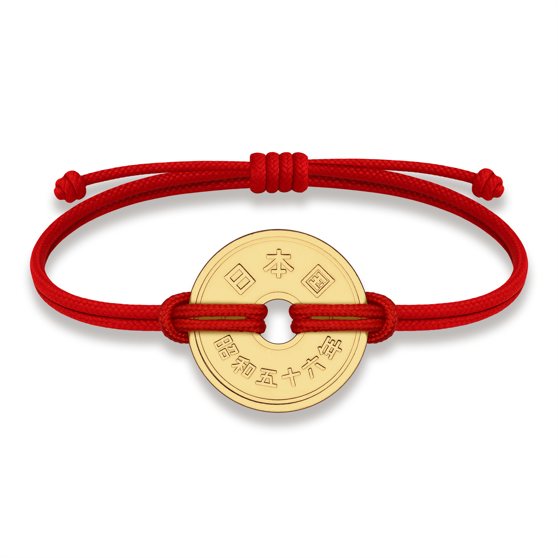 Good Luck Coin Bracelet | Red String Thread Wristband | Japan Coin 5 Y