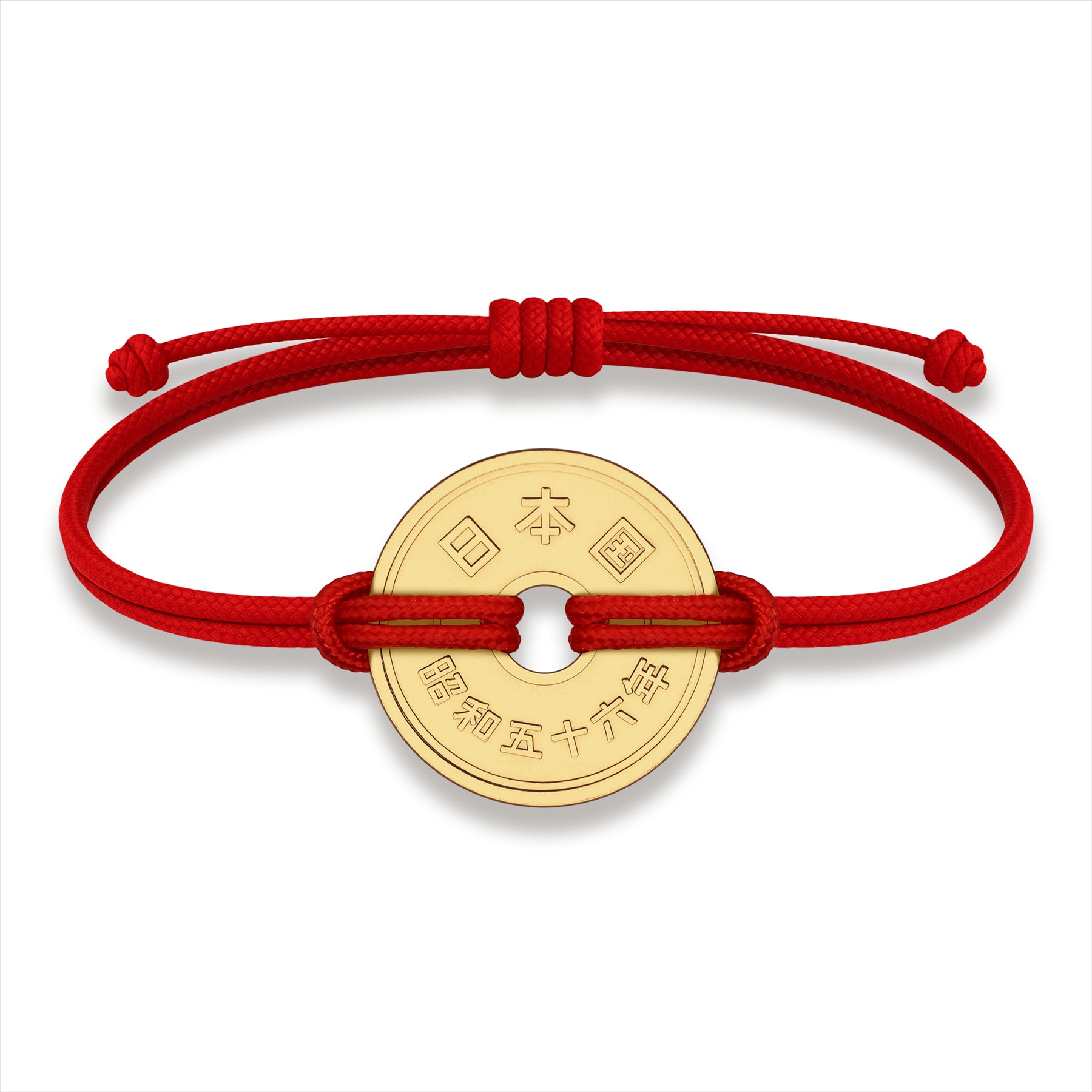 Good Luck Coin Bracelet | Red String Thread Wristband | Japan Coin 5 Yen | 18k Gold Plated Fortune Wealth & Protection