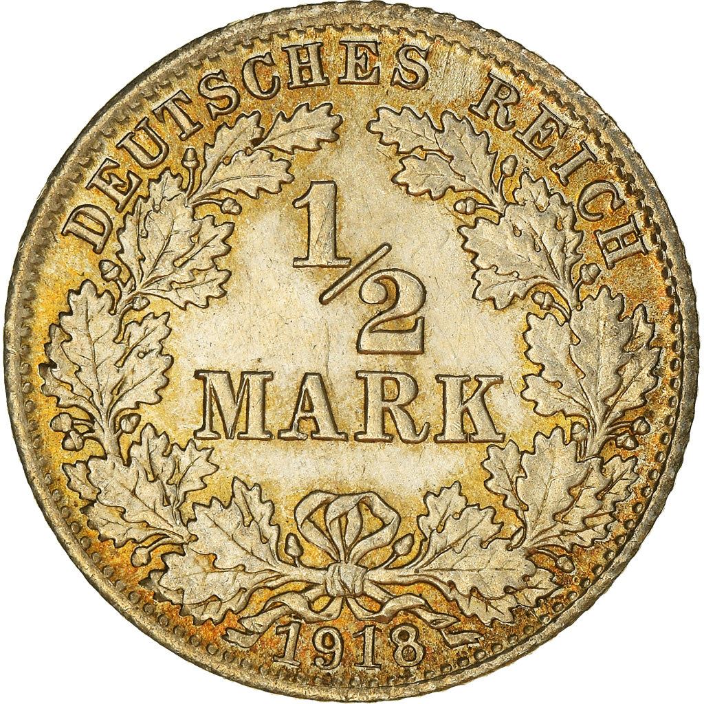 German Empire 1/2 Mark Coin | Deutsches Reich | Wilhelm II | Type 2 | KM17 | 1905 - 1919