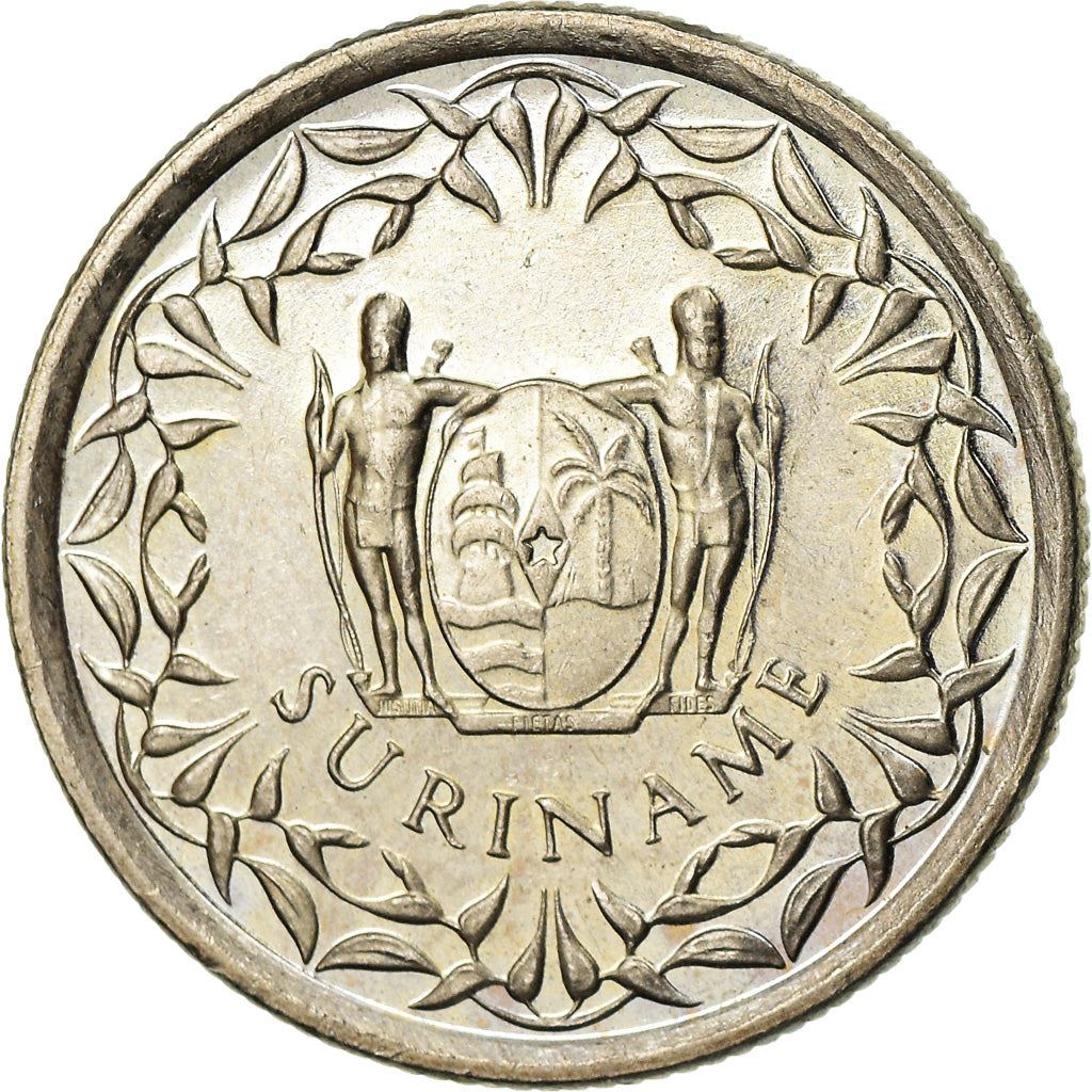 Suriname | 25 Cents Coin | Natives | Wreath | Km:14 | 1987 - 2017