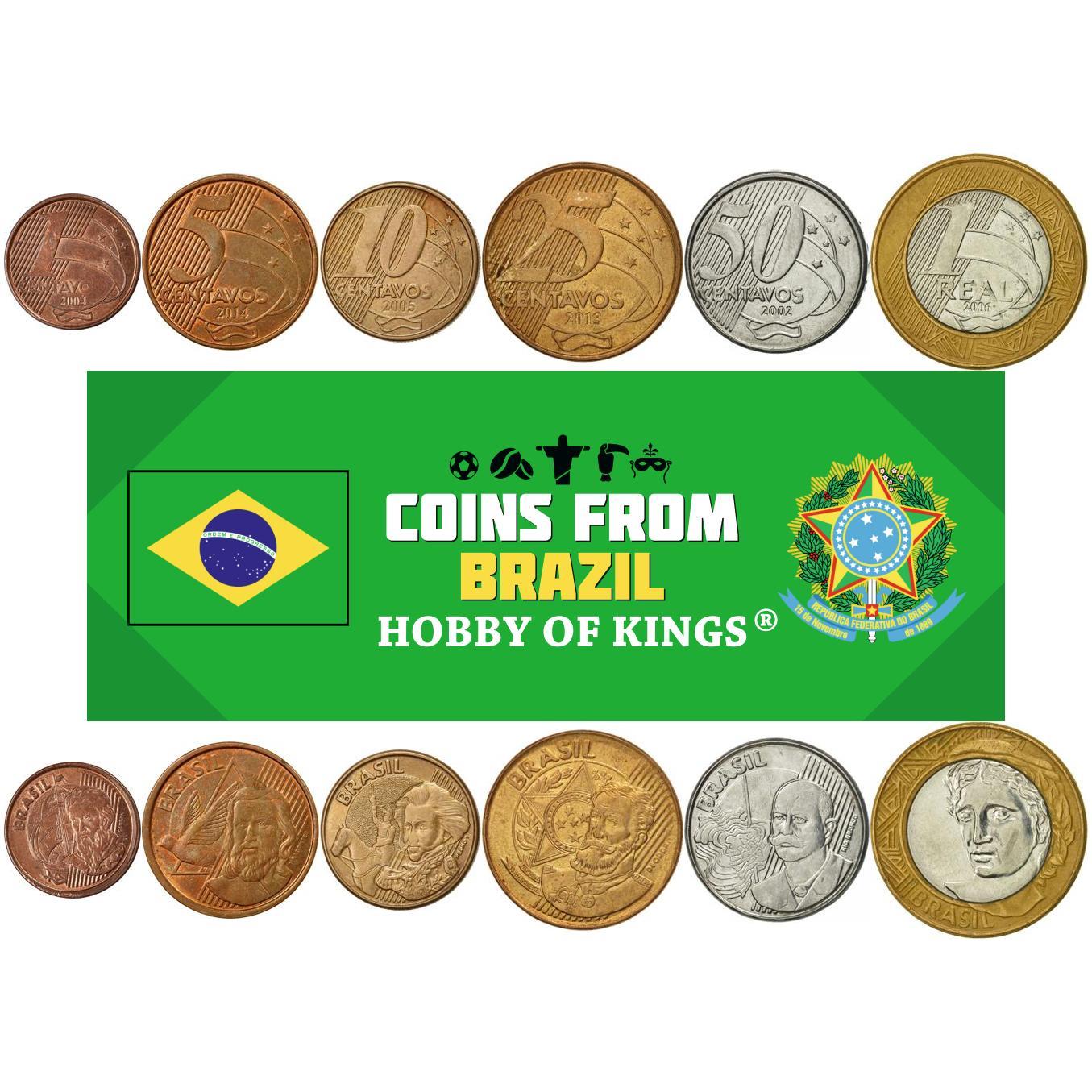 Brazil | 6 Coin Set | 1 Centavo 5 10 25 50 Centavos 1 Real | 1998 - 2024