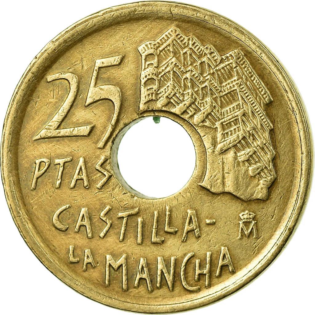 Spain 25 Pesetas Castile-La Mancha Coin KM962 1996