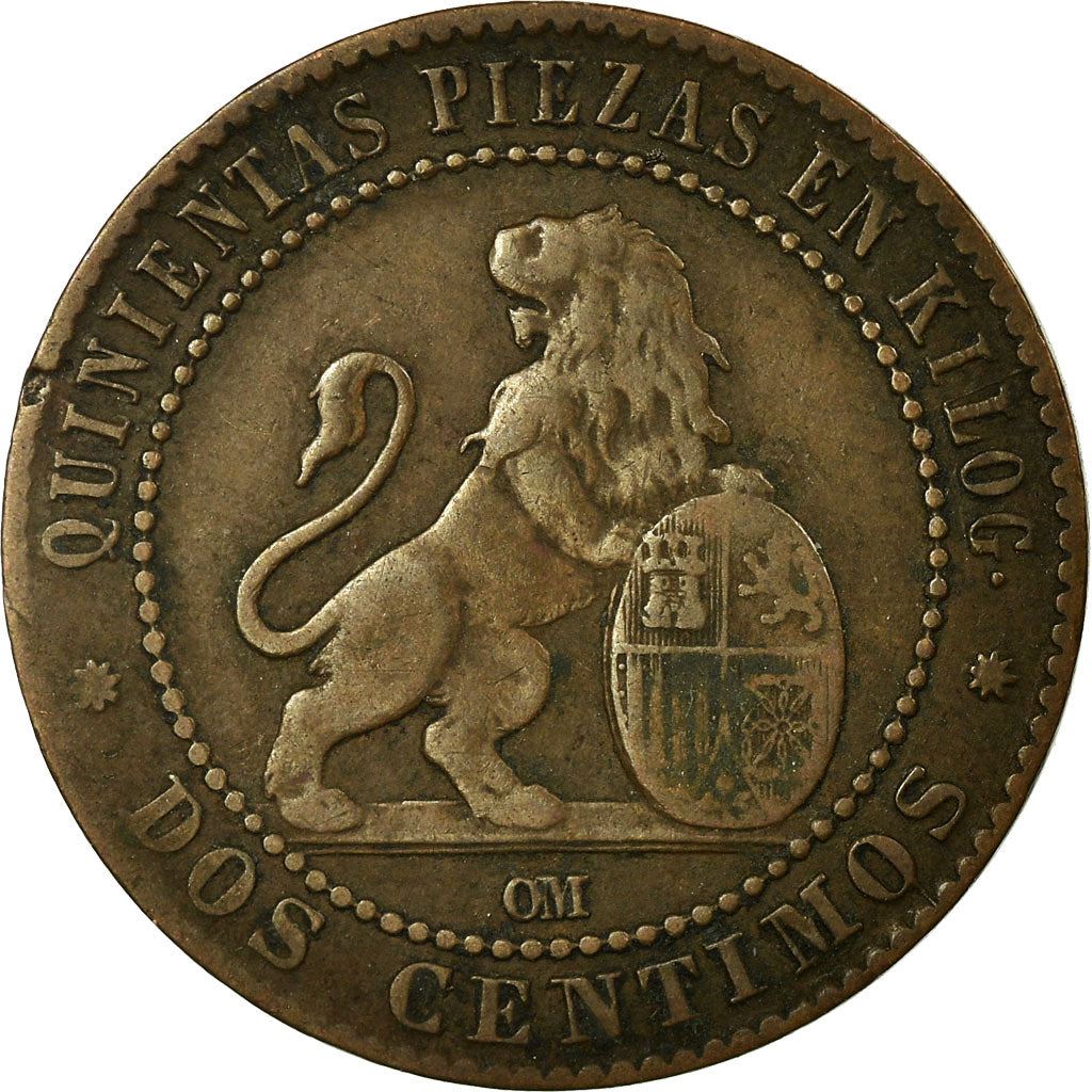 Spain 2 Centimos Coin | Provisional Government | KM661 | 1870