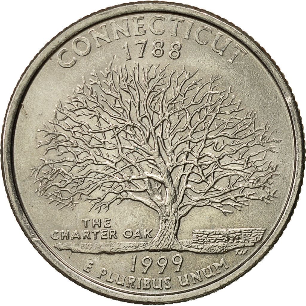 United States | 1/4 Dollar Coin | Connecticut | Km:297 | 1999