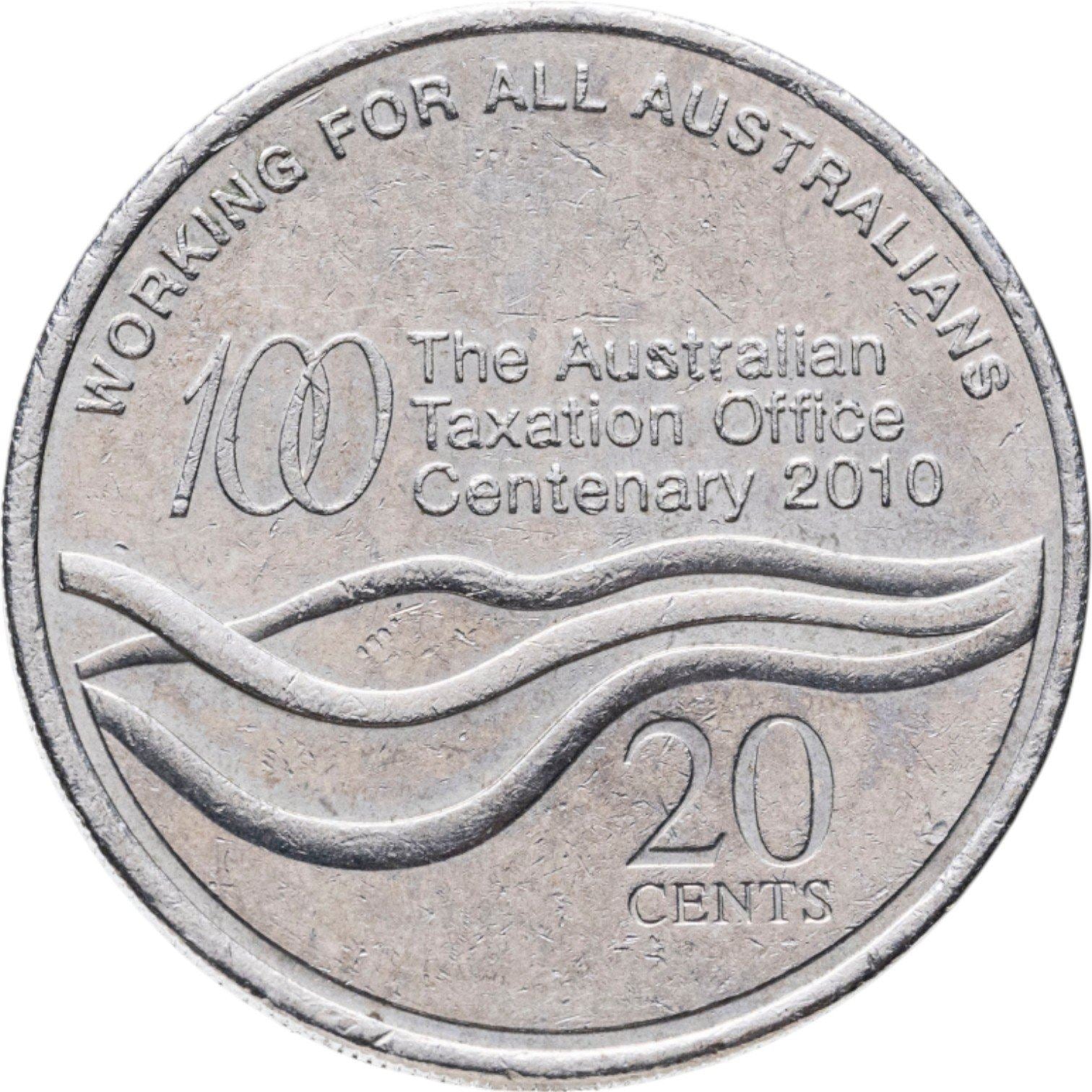 Australia | 20 Cents Coin | Anniversary of the Taxation Office | KM:1513 | 2010