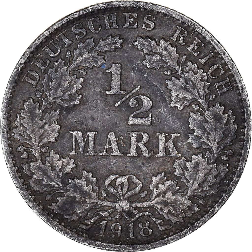 German Empire 1/2 Mark Coin | Deutsches Reich | Wilhelm II | Type 2 | KM17 | 1905 - 1919