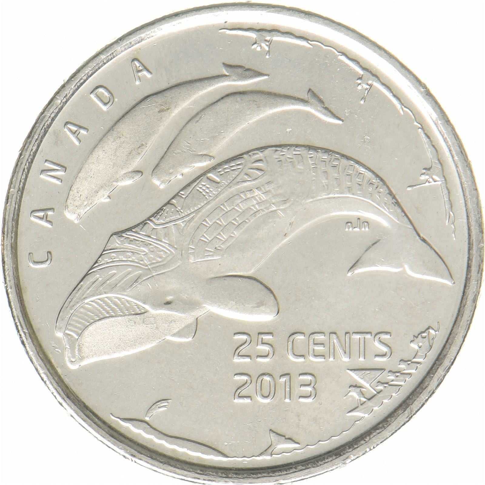 Canada | 25 Cents Coin | Beluga Whale | Nickel plated steel | KM:A1547 | 2013
