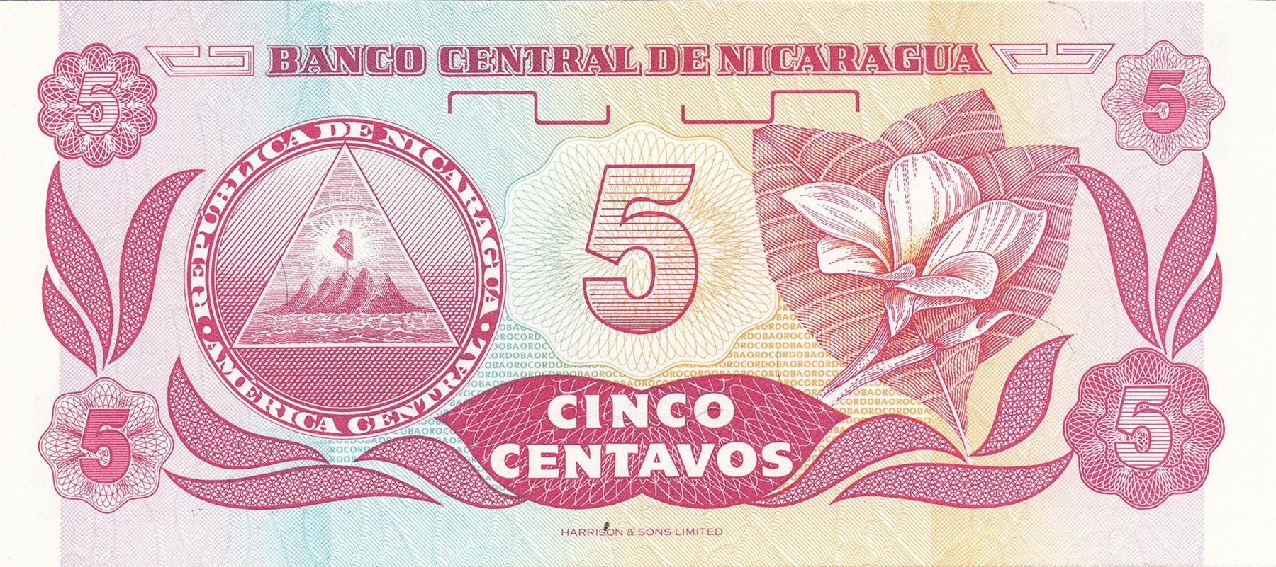 Nicaragua | 5 Centavos Banknote | 1991 - 1992 | Francisco Hernandez de Cordoba | Sacuanjoche