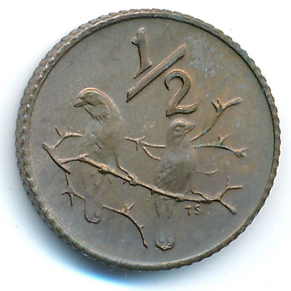 South Africa | 1/2 Cent Coin | Jacobus Johannes Fouche | Birds | Sparrows | Km:90 | 1976
