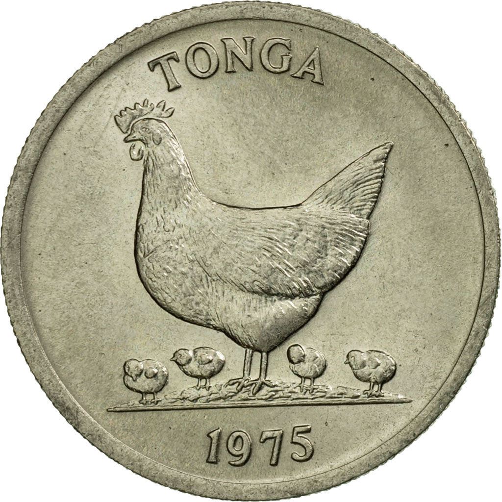 Tonga | 5 Seniti Münze | Henne | Huhn | Banane | FAO | Km:44 | 1975 - 1979