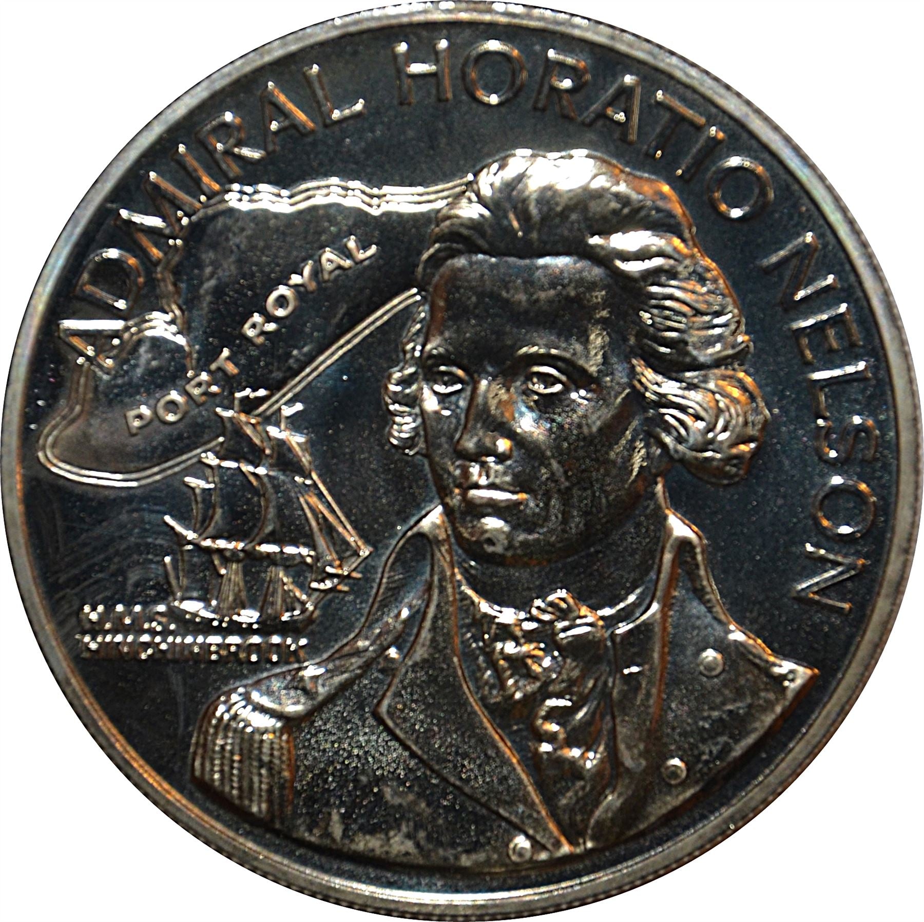 Jamaica Coin | 10 Dollars Coin | Admiral Horatio Nelson | Ship | Map |