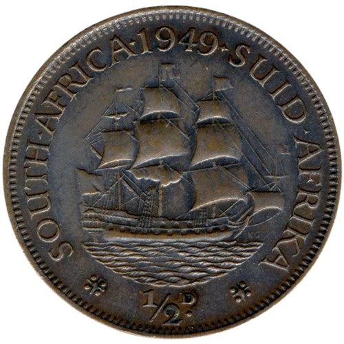South Africa 1/2 Penny Coin | George VI | KM33.1 | 1948 - 1950