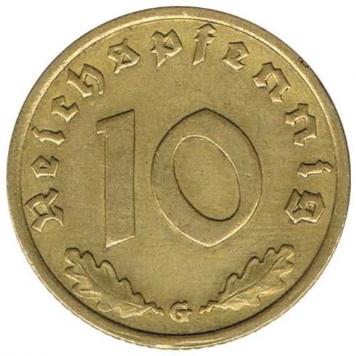 German Third Reich 10 Reichspfennig Coin | KM92 | 1936 - 1939