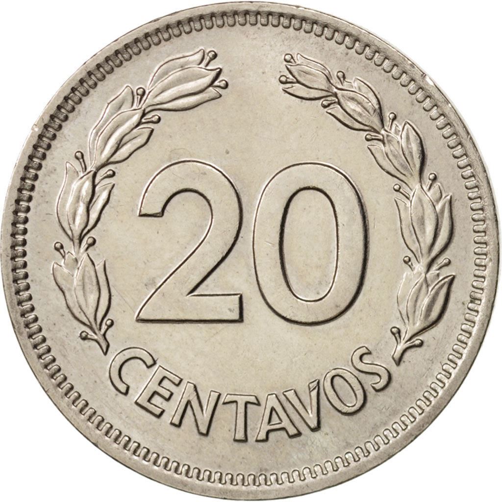 Ecuador | 20 Centavos Coin | Copper-nickel | Coat of Arms | KM:77.2 | 1974
