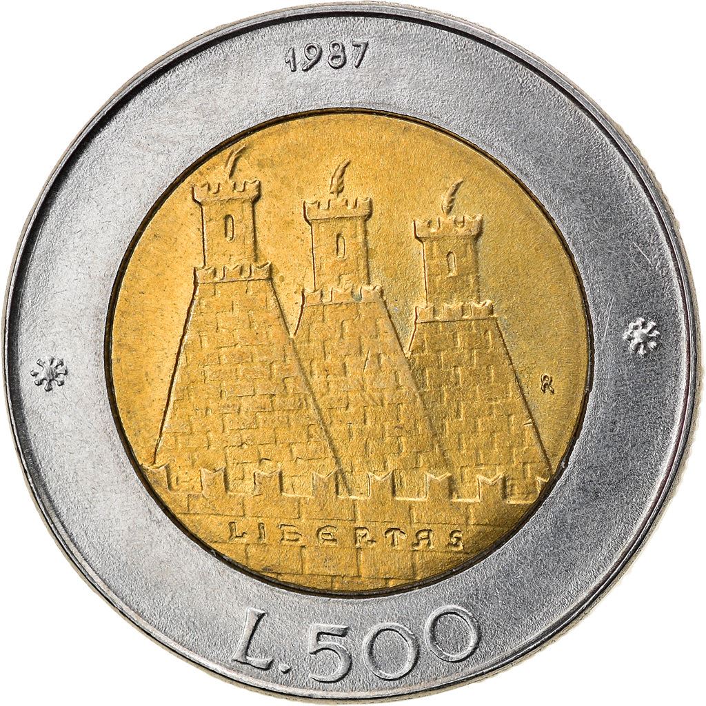 San Marino | 500 Lire Coin | Castle of San Marino | Km:209 | 1987