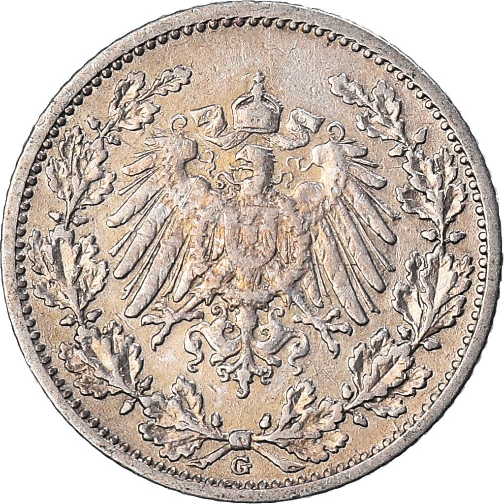 German Empire 1/2 Mark Coin | Deutsches Reich | Wilhelm II | Type 2 | KM17 | 1905 - 1919