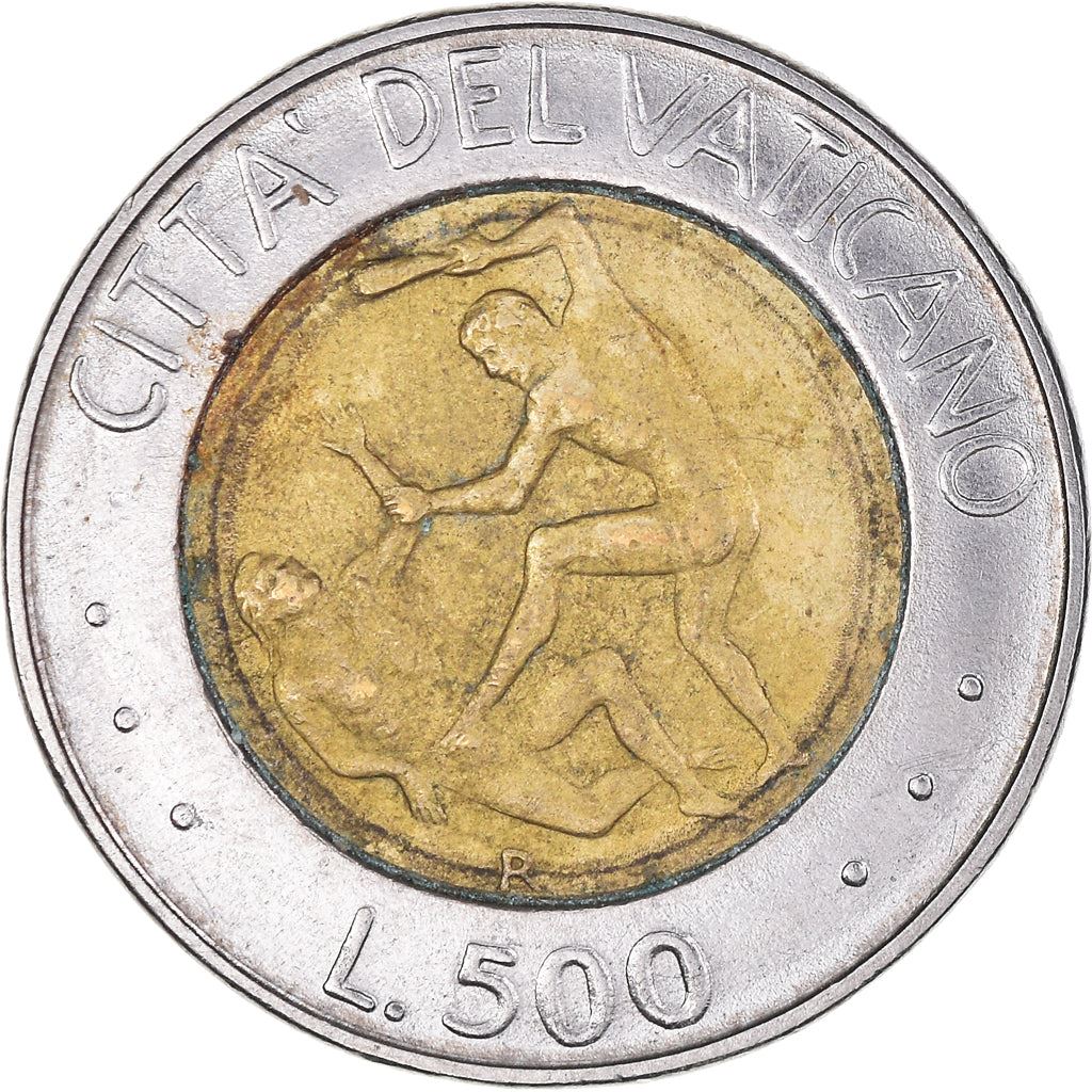 Vatican City | 500 Lire Coin | Cain slaying Abel | Km:267 | 1995