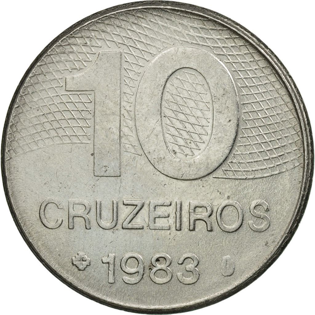 Brasiliansk 10 Cruzeiros Mønt | KM592.1 | Brasiliens hovedvejskort | 1980 - 1984