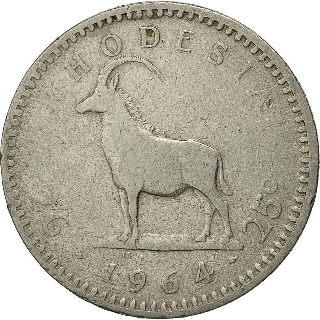 Rhodesia | 2.5 Shillings / 25 Cents Coin | Elizabeth II | Antelope | Km:4 | 1964