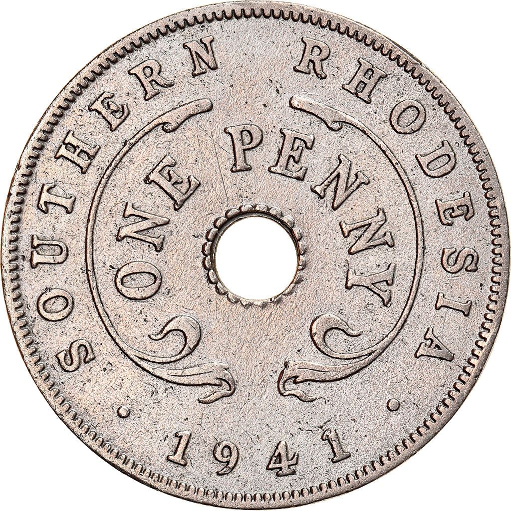 Southern Rhodesia | 1 Penny Coin | Crowned Flower | Km:8 | 1937 - 1942
