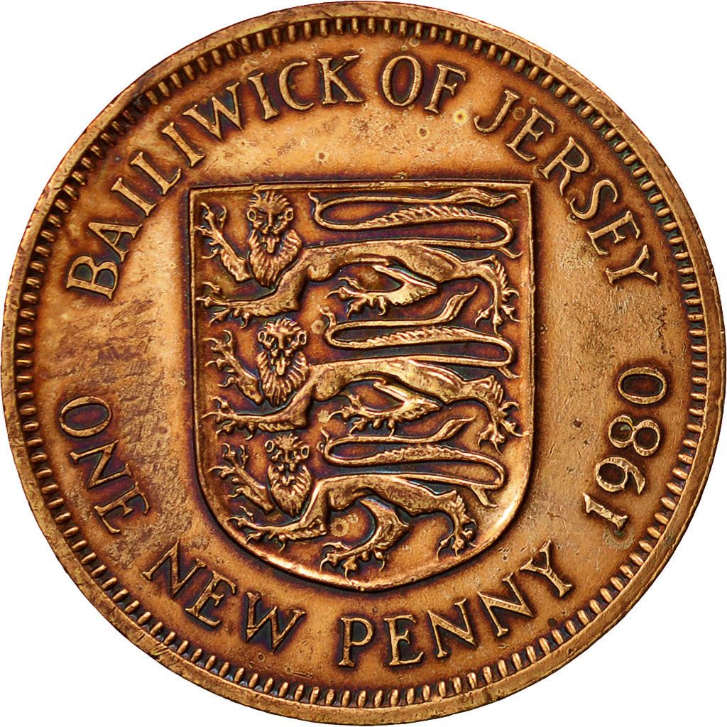 Jersey | 1 New Penny Coin | Elizabeth II | Lions | Km:30 | 1971 - 1980